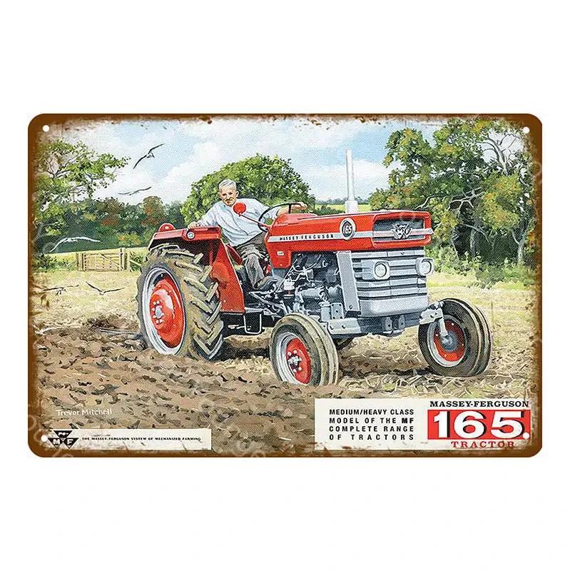 Vintage Farm Tractor Metal Signage Tin Signage Metal Vintage Farmhouse Courtyard Wall Art Decoration Mural Aesthetics Gift