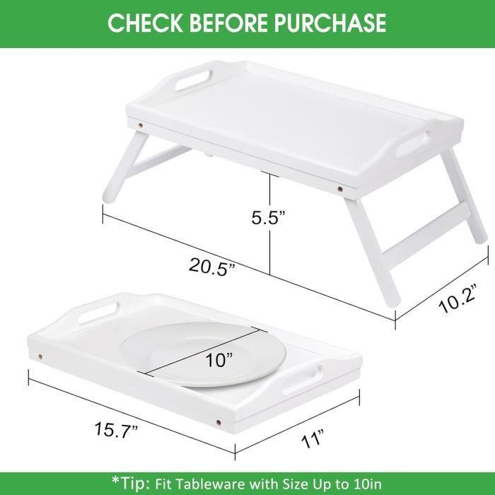 Plateau de petit-déjeuner - artmeer - bambou - portable - pliable - rectangulaire