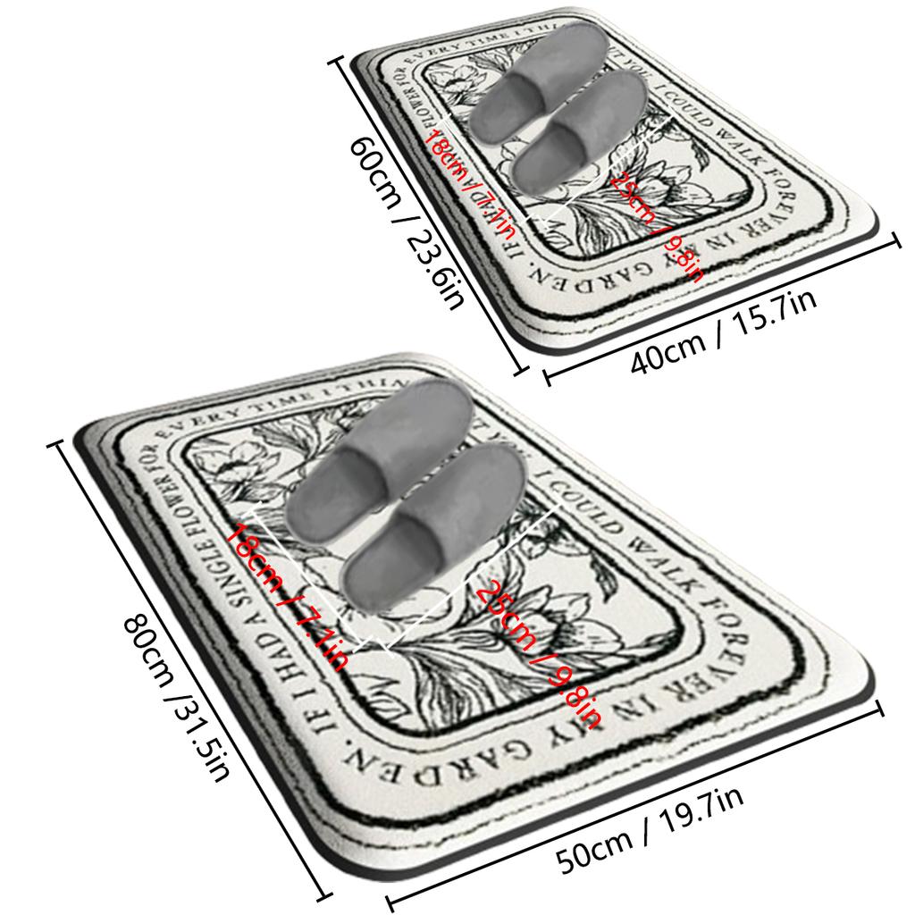 Europäischer Stil Badezimmer saugfähige Fußmatte Flanell bedruckte Duschkabine rutschfeste Bodenmatte schmutzabweisende Eingangsküchenmatte