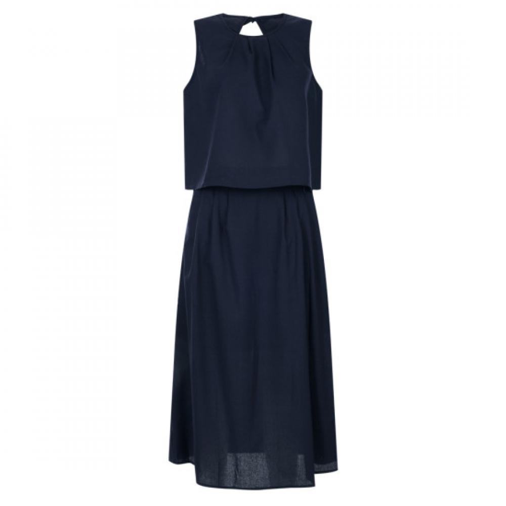 Shop   Women No Collar Round Sleeveless Linen Blouse Long Skirt Two Piece Set Rj