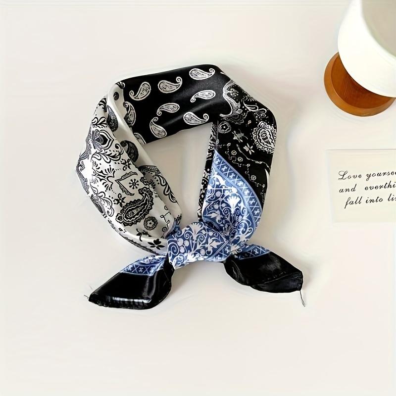 Yeni 60CM Paisley Baskılı Kare Eşarp Kadın Yumuşak Saten Mendil Saç Bandı Boyun Fuları Başörtüsü Bayan Saç Bandı Fular Çanta Kurdelesi