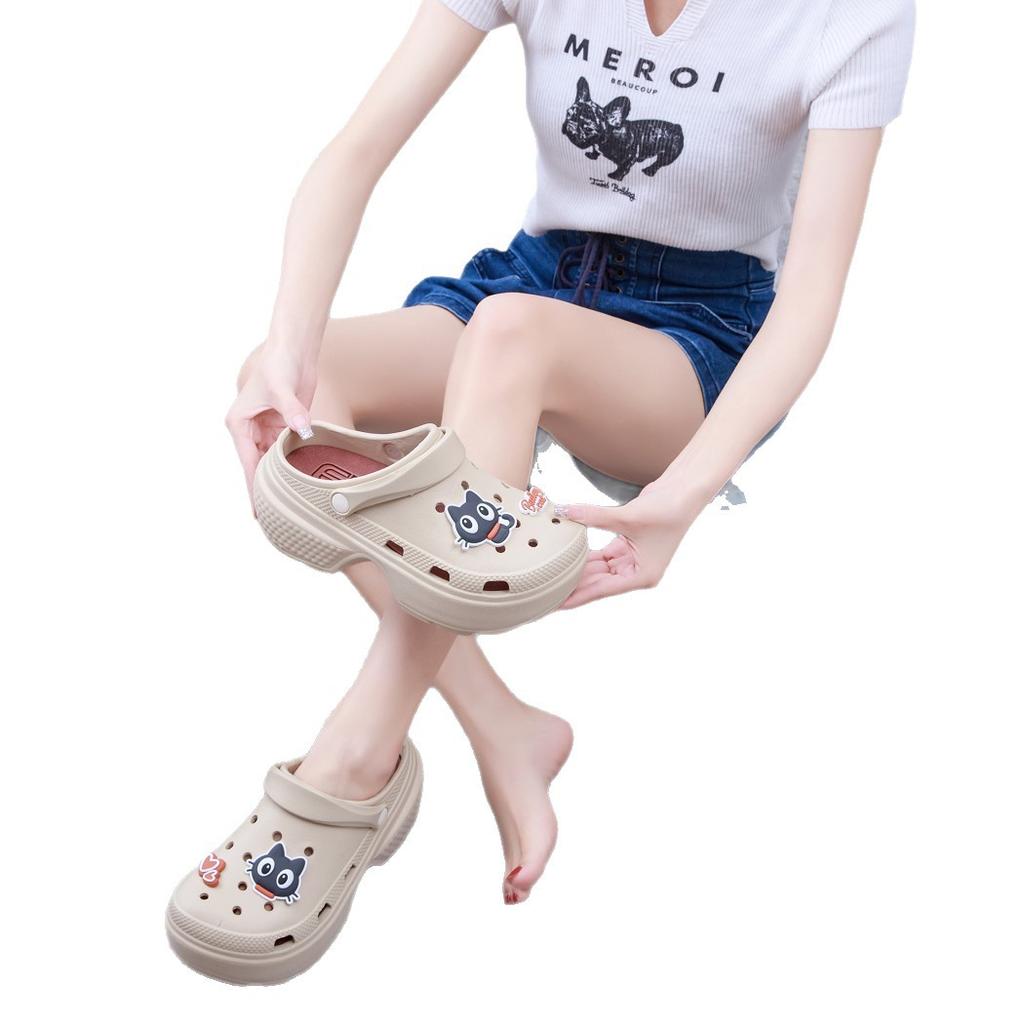 Chaussons de grotte maison de neige pour femmes à plateforme rehaussante, vêtements d'extérieur, sac, pantoufles à tête, mode DIY, dessin animé mignon, décontracté, sandales de plage