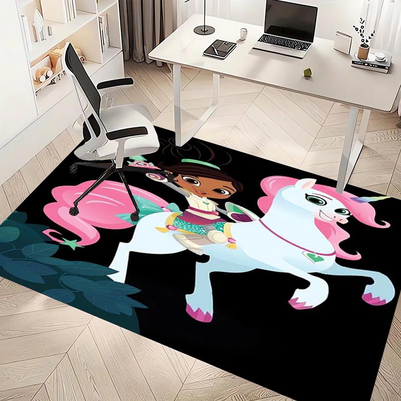 1pc Nella the Princess Knight Print Area Rug - Soft, Washable Non-Slip Indoor Mat, Living Room, Home Office Decorative Rug,Office Decorative