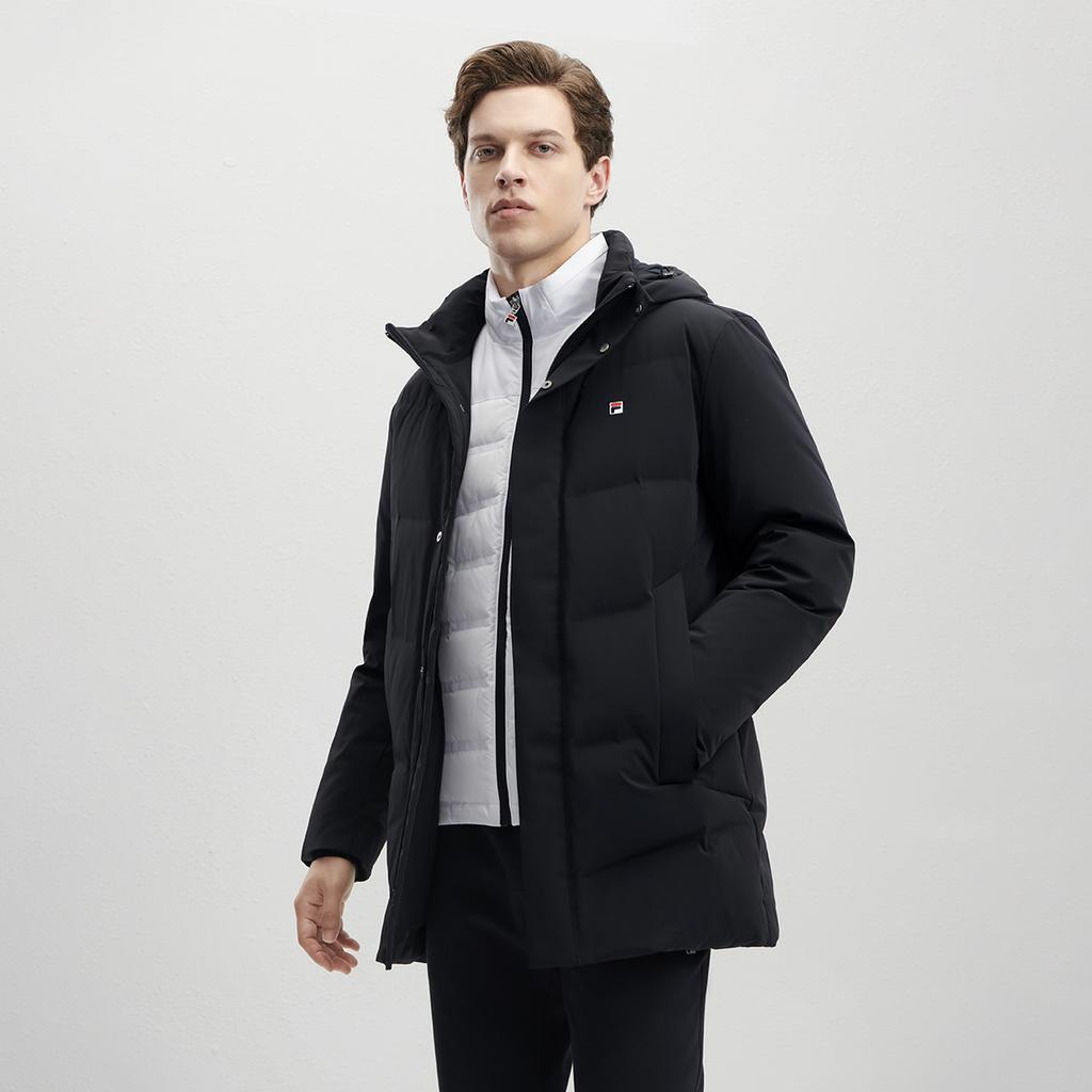 Fila 2023 Winter New Mid-Length Down Jacket With Removable Hood Men Outerwear Legendary-Blue F11M341907F-NV