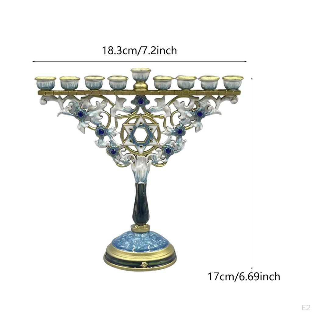 9-armiger Menora Metall-Kandelaber 18,3x17cm Multifunktional für religiöses Geschenk Traditionelles Accessoire