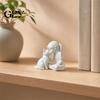 Girl Cat Sculpture 3D Printed and Statue, Cute with Kitty Figurine Resin Desktop Decor, Modern Art Healing Home Accents Ornament for Office