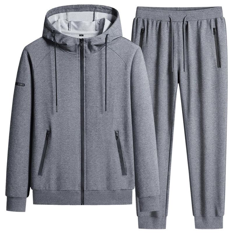Spring and Autumn Hooded Jacket Men's Loose Casual Sports Suit, Middle-aged and Young Loose Casual Hoodie Set