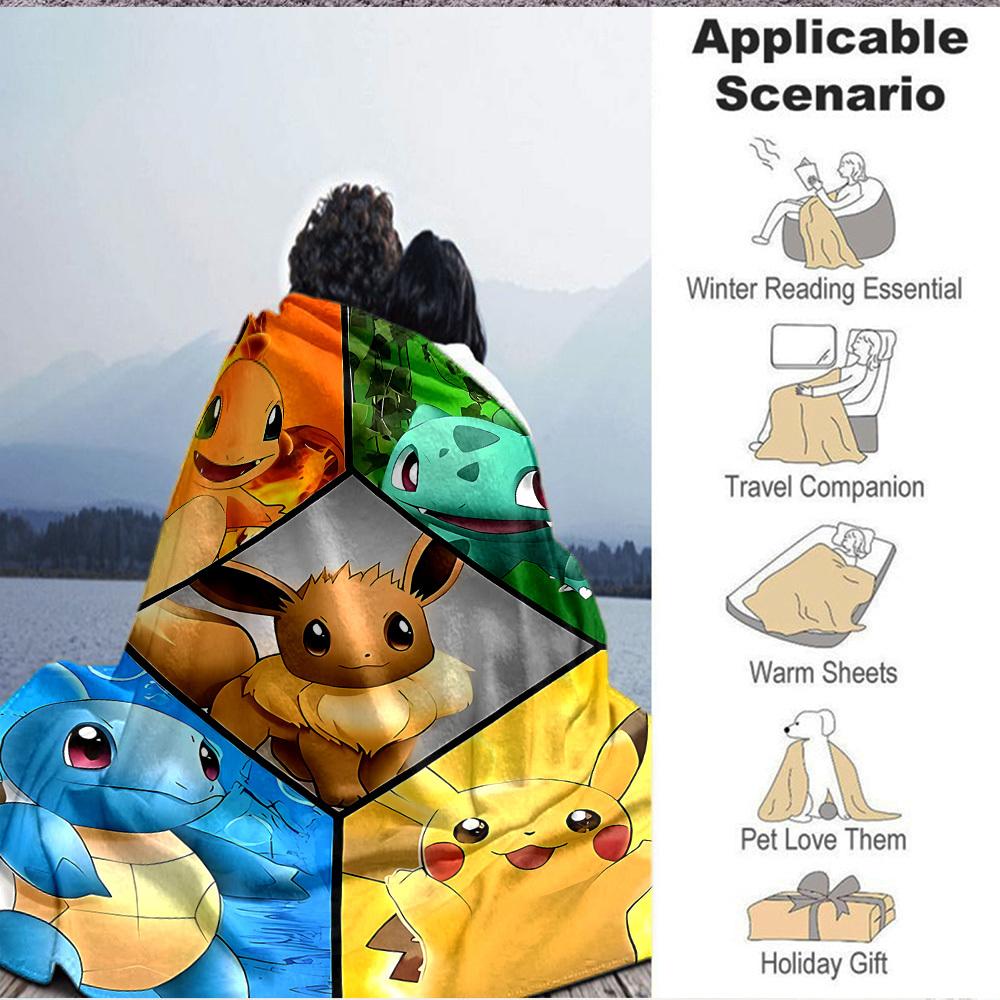 1pc Characters Flannel Throw Blanket HD Printed Lightweight Soft Warm All Season Blanket for Sofa, Bed, Travel, Camping Machine Washable