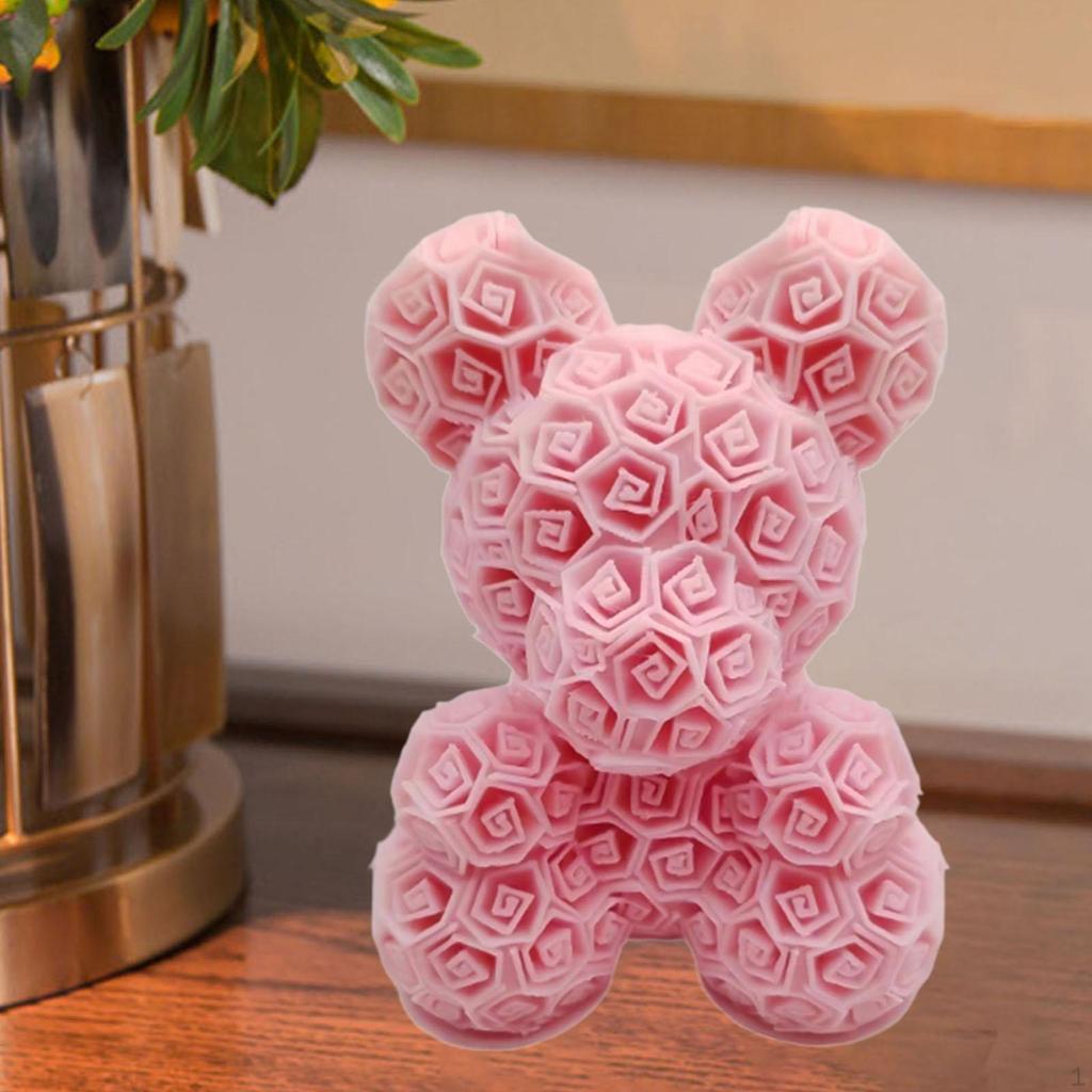 3D Print Rose Bear Statue, Figurine, Tabletop Ornament for Year Decor, Bedroom