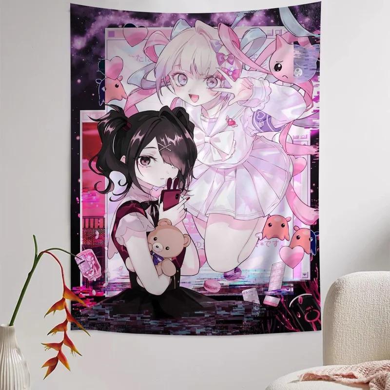 VIKAMA Cyber Yandere Girl Wandteppich Y2K Ästhetisches Design Perfekt für Kawaii Dekoration Schlafzimmer Wandgestaltung und Fotokulisse