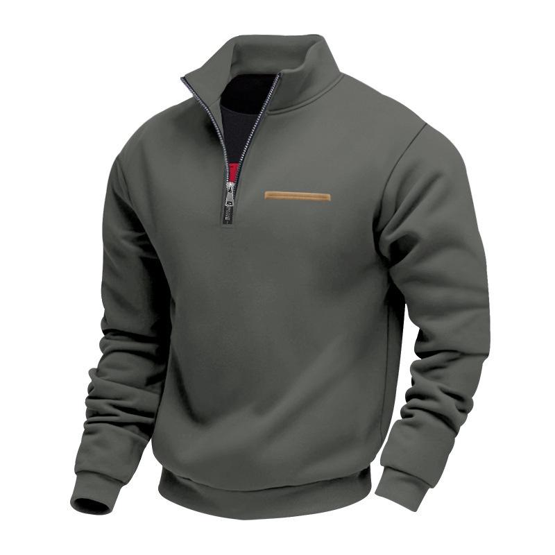 Men's Winter Heavyweight Velvet-Lined Loose-Fit Stand Collar Pullover Hoodie