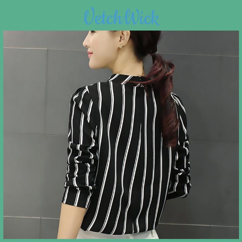 Elegant Women Long Sleeve O-neck Stripe Blouse With Premium Quality Fabric And Timeless Design