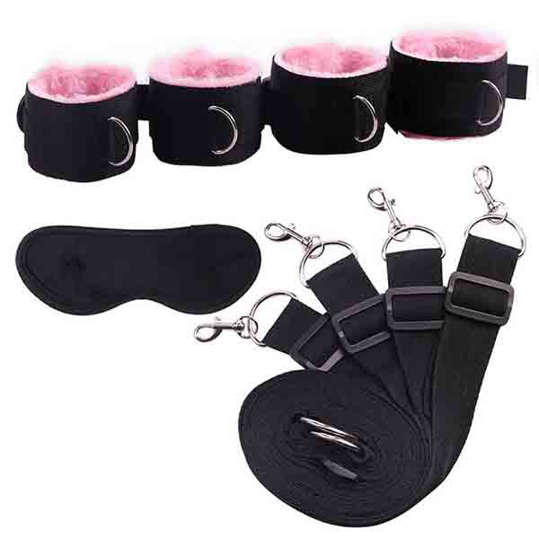Sex Toys For Woman Men BDSM Bondage Set Under Bed Erotic Restraint Handcuffs & Ankle Cuffs & Eye Mask Adults Games for Couples