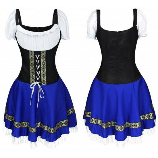 Oktoberfest Dirndl: Sexy Halloween Maid Costume Mini Dress for Bar Waitress