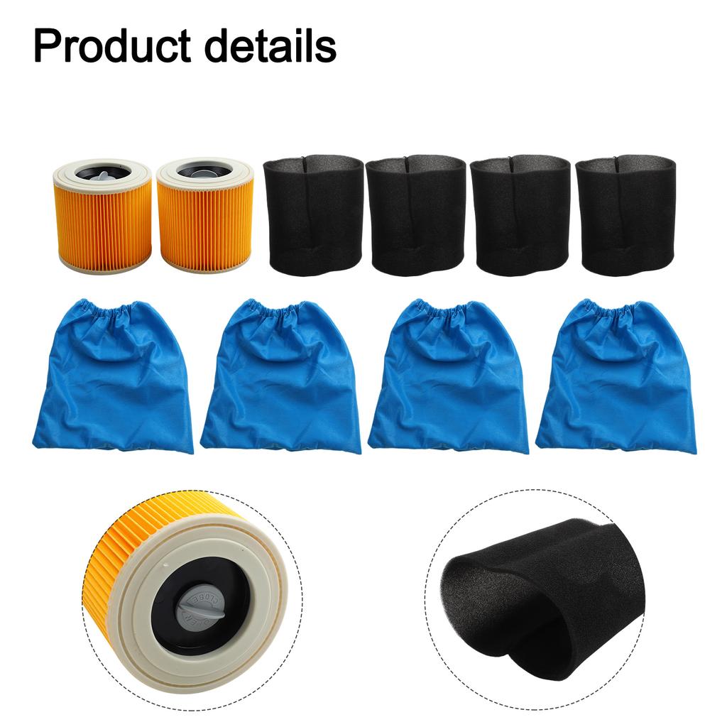 1 Set For KARCHER MV1 MV2 WD1 WD2 WD3 HEPA Filter And Textile Filter Bag Vacuum Cleaner Accessories Replacement Parts