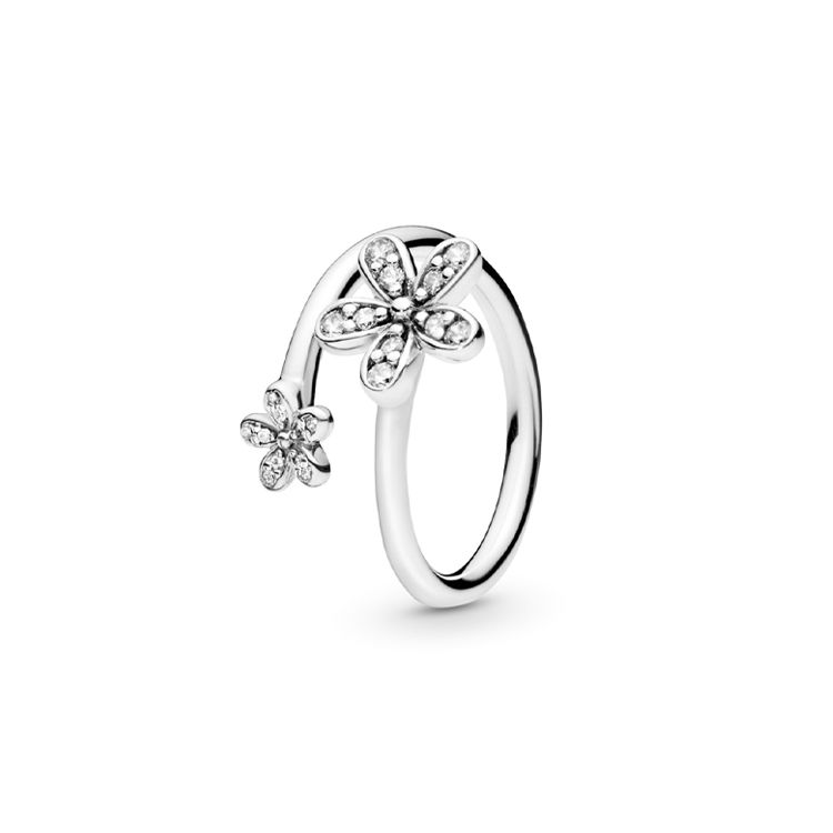 Pandora Simple Daisy Ring With Diamonds Women rings Silver 191038CZ 4.5