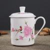 Jingdezhen Bone China keramiske store kopper med lokk drikkekar Porselenskrus møtegave Kontorkrus ca 500ml