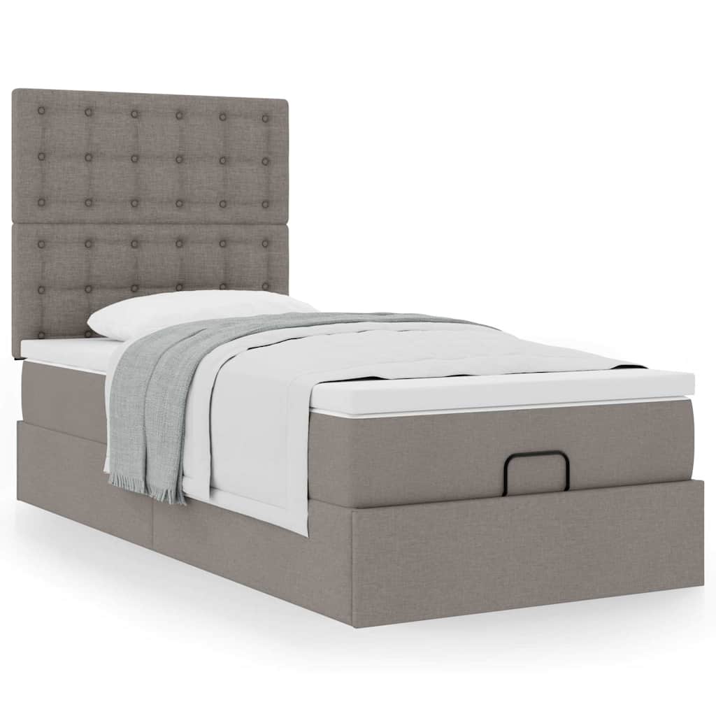 Ottoman Bed with Mattress Taupe 100x200 Cm Fabric