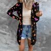 Women's Casual Cardigan Halloween Printed Long Sleeve Top With Pockets
