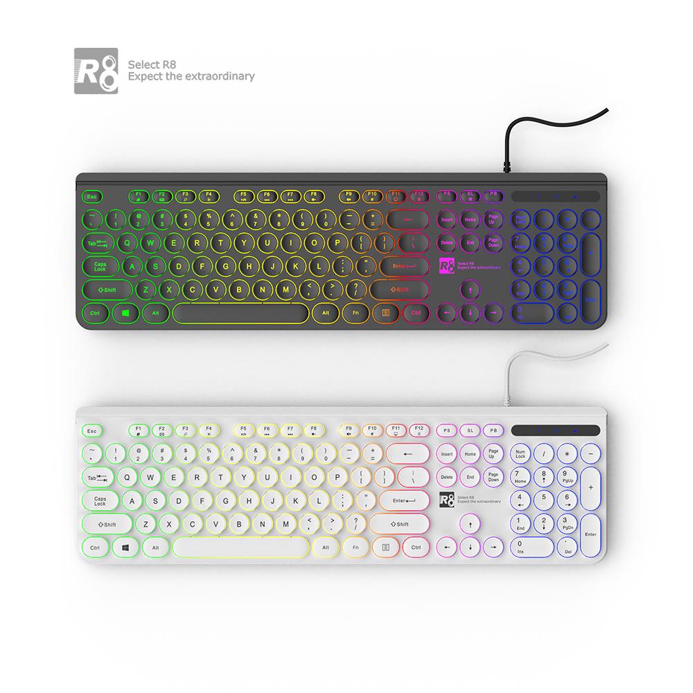 104 Keys Gaming Keyboard Wired Keyboard With RGB LED Back Light Middle Size Keyboard for PC Gamer