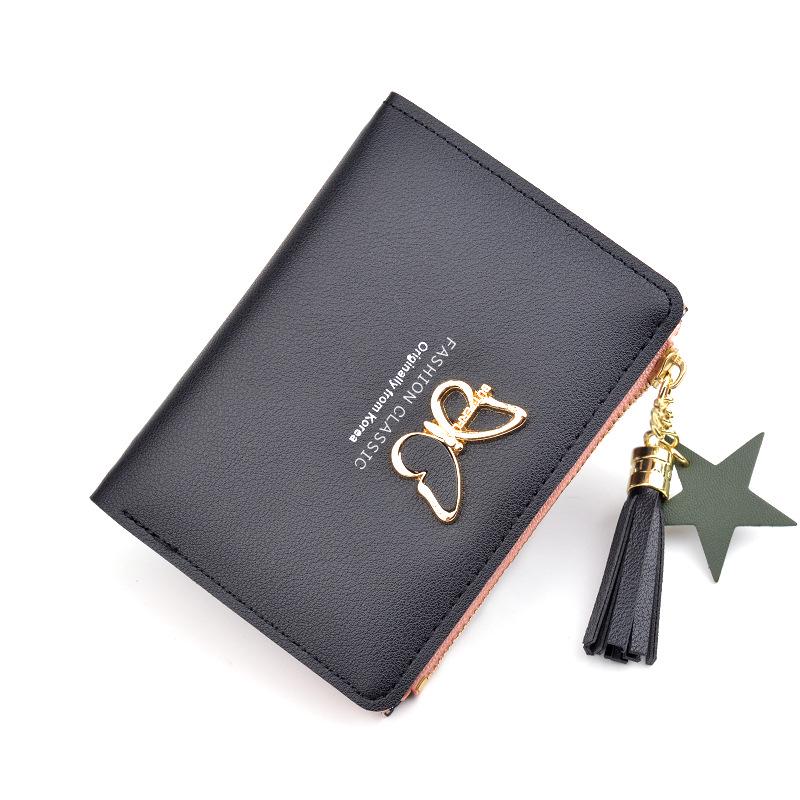 Butterfly Cute Mini Purse Tassels Leather Card Holder Wallets Vintage Design Women Fashion Bifold Wallets