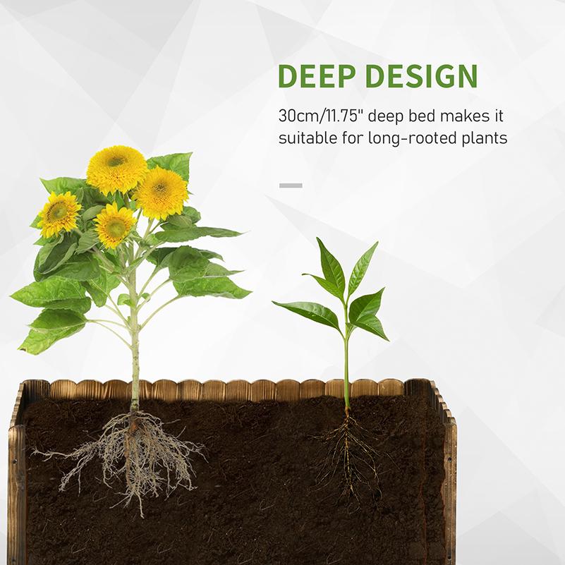 70L Raised Garden Bed, Wooden Rectangle Planter Box, Outdoor Herb Vegetable Flower Pot (80L X 33W X 30H Cm)