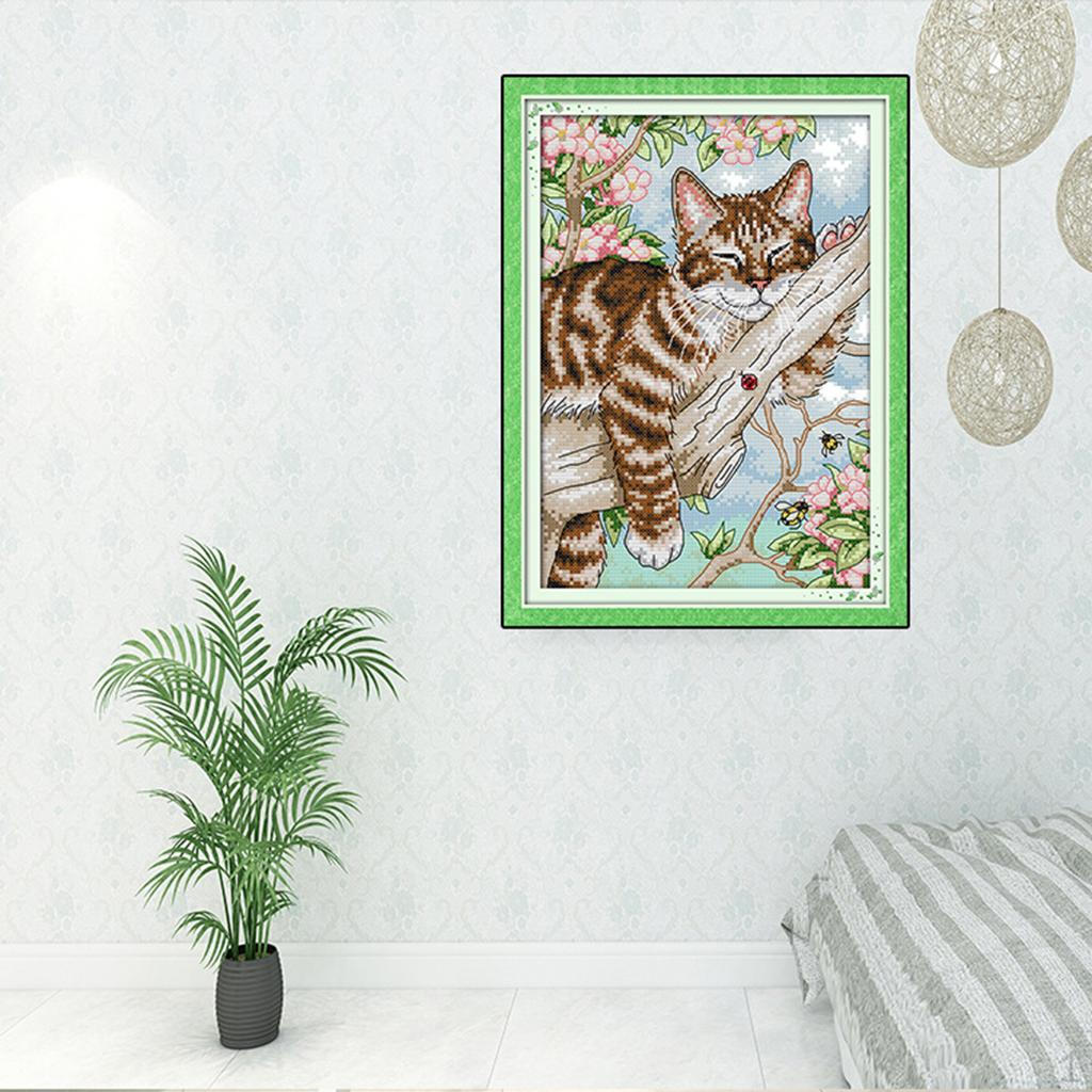Счетный принт с рисунком кошки Сделай сам 22×31cm 14CT