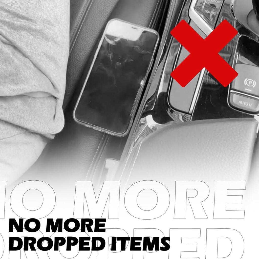 2PCS Car Seat Gap Filler Organizer,Multi-Purpose Car Seat Gap Fillers With Seats Belt Holes & Phone Holder,Universal Console Catcher Between Seats