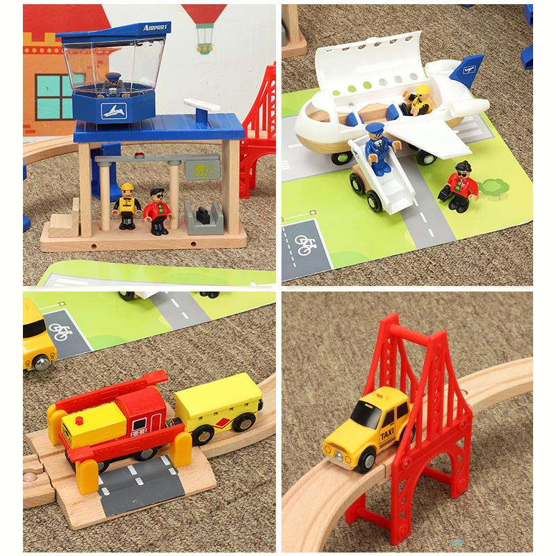 Airport Train Track Set Toys Children's Assembled Puzzle Boys And Girls Toys Suitable For Wood Tracks New Gift PD73