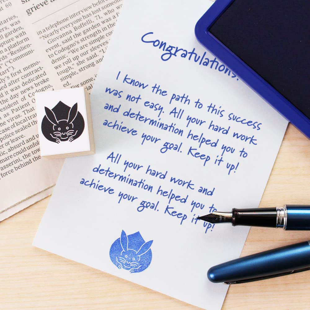 Stylish Wooden Rubber Stamp Set Featuring Family and Perfect for Short and New Perfect As a Made In Japan Cute, Japanese-style, Crests, Rabbits,