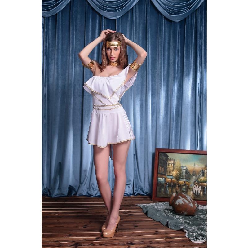 

Костюм Клеопатры Музы Хэллоуин Костюм Королевы Воина Костюм Ведьмы Арабский Костюм для Выступлений one size fits all белый