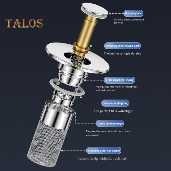 3/6 Stück Pop-up-Abflussfilter für Waschbecken, Badezimmer, Waschbeckenstöpsel, Edelstahl-Filterkorb, Haarfänger, Anti-Blockier-Siebkorb