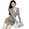 French Sexy Spice Girl Long-sleeved Dress Women's Spring New Slim-fitting and Thin Inner Niche Hip-wrapped Short Skirt