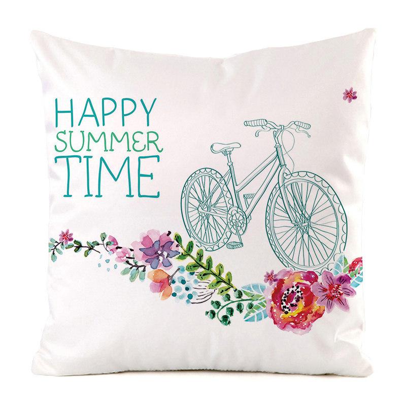 Home Decor Colorful Patterns: Happy Summer Time Pillows Pattern Cushion Cover Suitable for Sofa Bedroom Car Pillow Cover