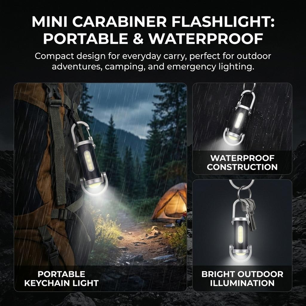 Mini Flashlight Keychain Portable Waterproof for Outdoor Camping Hiking Emergency Use Durable Plastic High-Brightness LED