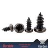 Black Nickel Plated Hardened PA Self-Tapping Screws - Round Head, Pointed Tail, Sizes M1.7-M4.