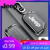 For Jeep Metal Leather Car Key Case Cover Shell Keychain for Jeep Wrangler Gladiator JL JLU Rubicon Sahara JLU JT 2018-2022 A