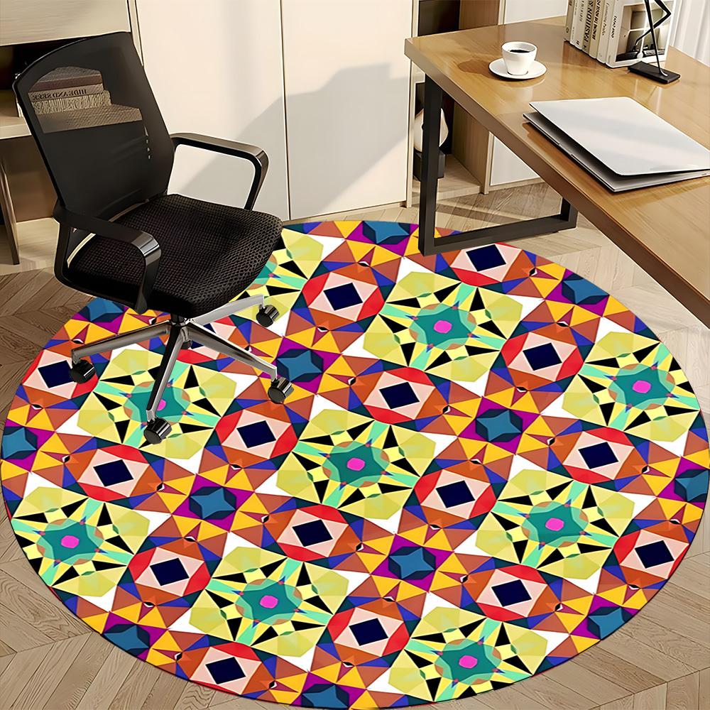1 Stück Kaleidoskop Muster Stuhlteppich für Büro Rutschfest, Maschinenwaschbarer Teppich für Büro, Zimmer - Feiertagsdekoration, Maschinell hergestellt yy251016043