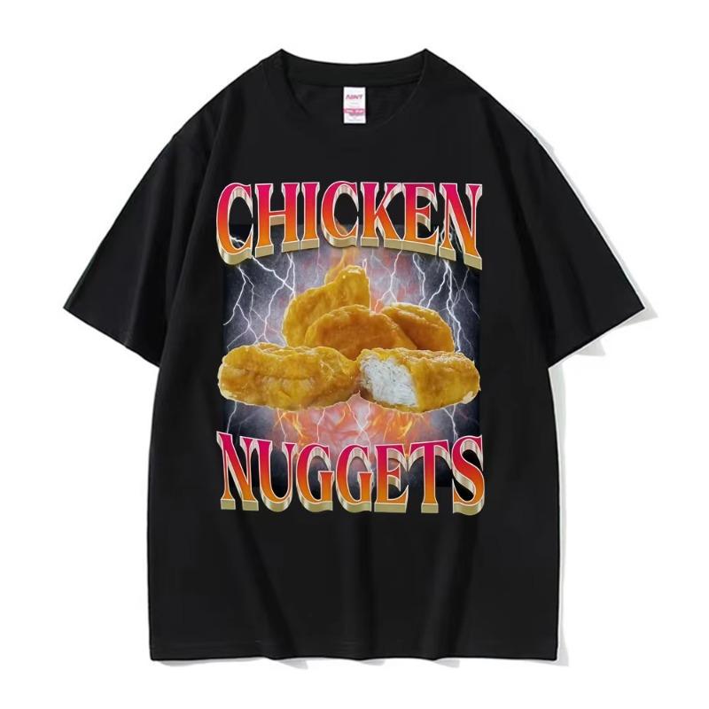 Funny Chicken Nuggets Vintage Style Meme Graphic Tshirt Men Women Hip Hop Gothic Oversized T Shirt 100 Cotton Comfort Tshirts