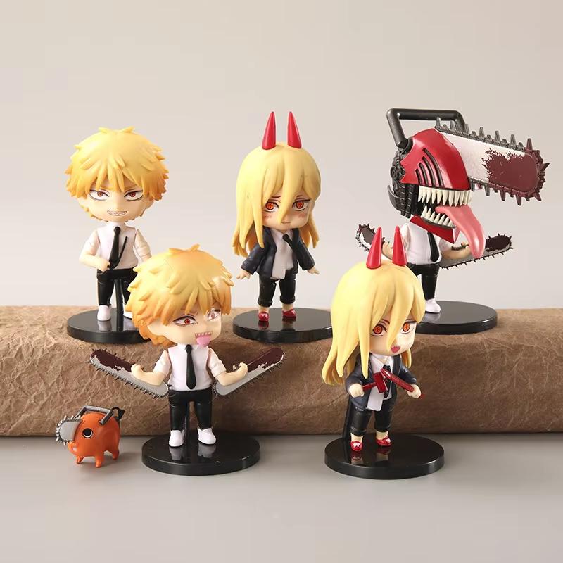 6Pcs-Set Chainsaw Man Anime Figure PVC Denji Pochita Collection Action Figures Model Set Toys Anime  Dolls Kids Gift