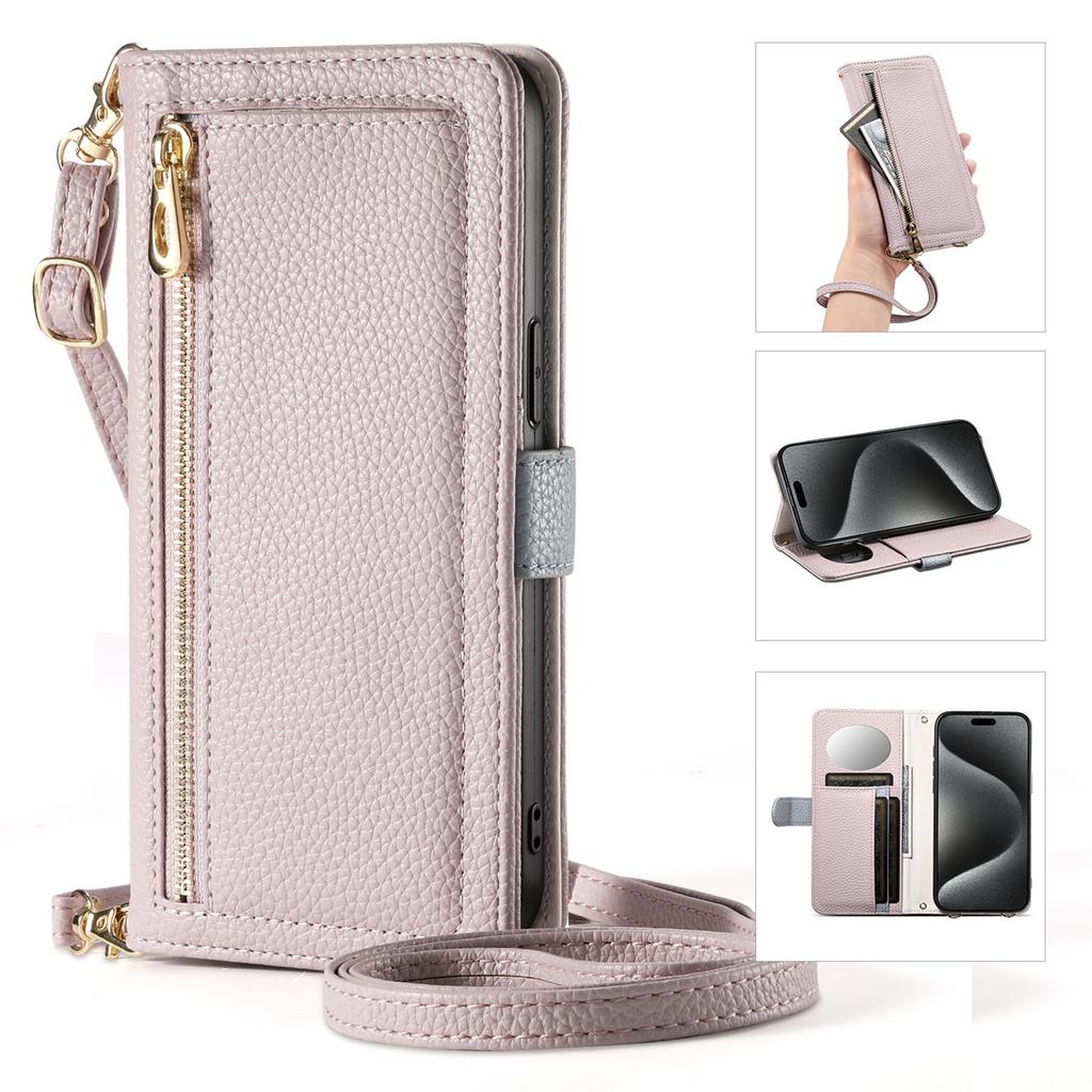 Leather Phone Case for iPhone 12 - 16 Series with Coin Pocket, Card Slot, Mirror & Stand – Multiple Colors