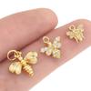 Copper Zircon Cute Bee Charms Pendants for Necklace Earring Bracelet Making
