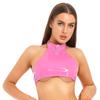 Women Patent Leather Halter Bikini Tank Crop Top Vest Bra Underwear