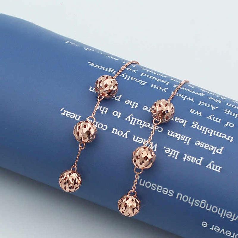 Color Gold Hollow Ball Earphone Women'S Purple Gold High-End Temperament Rose Gold-Plated Earphone