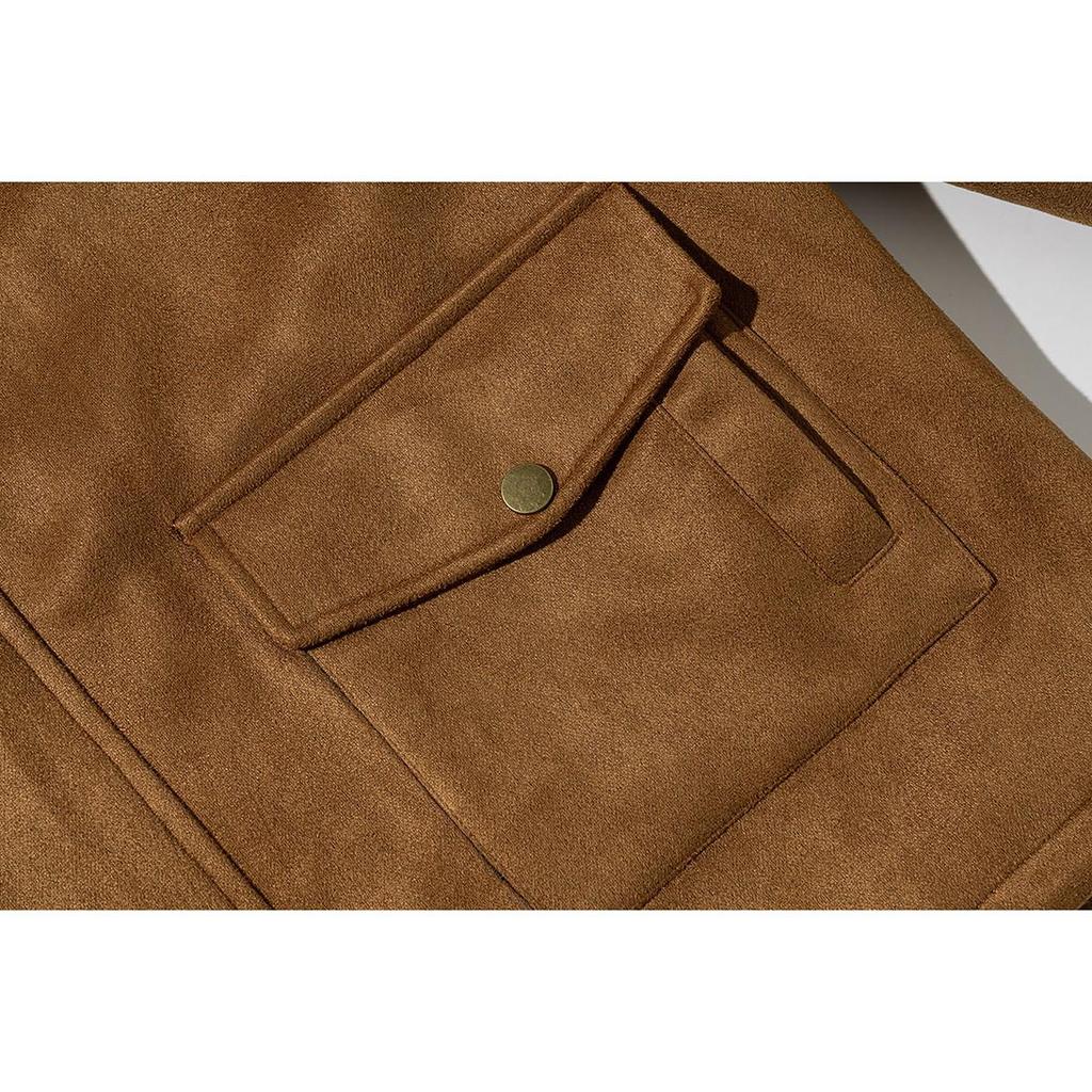 WANLEGETU Unisex Retro Suede Hunting Jacket J2625 - Spring/Autumn Workwear Style