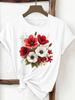 (Asian Size) trend flower sweet 90s Clothing T Shirt Print Female Woman Women Fashion Tee Top Short Sleeve Graphic T-shirts