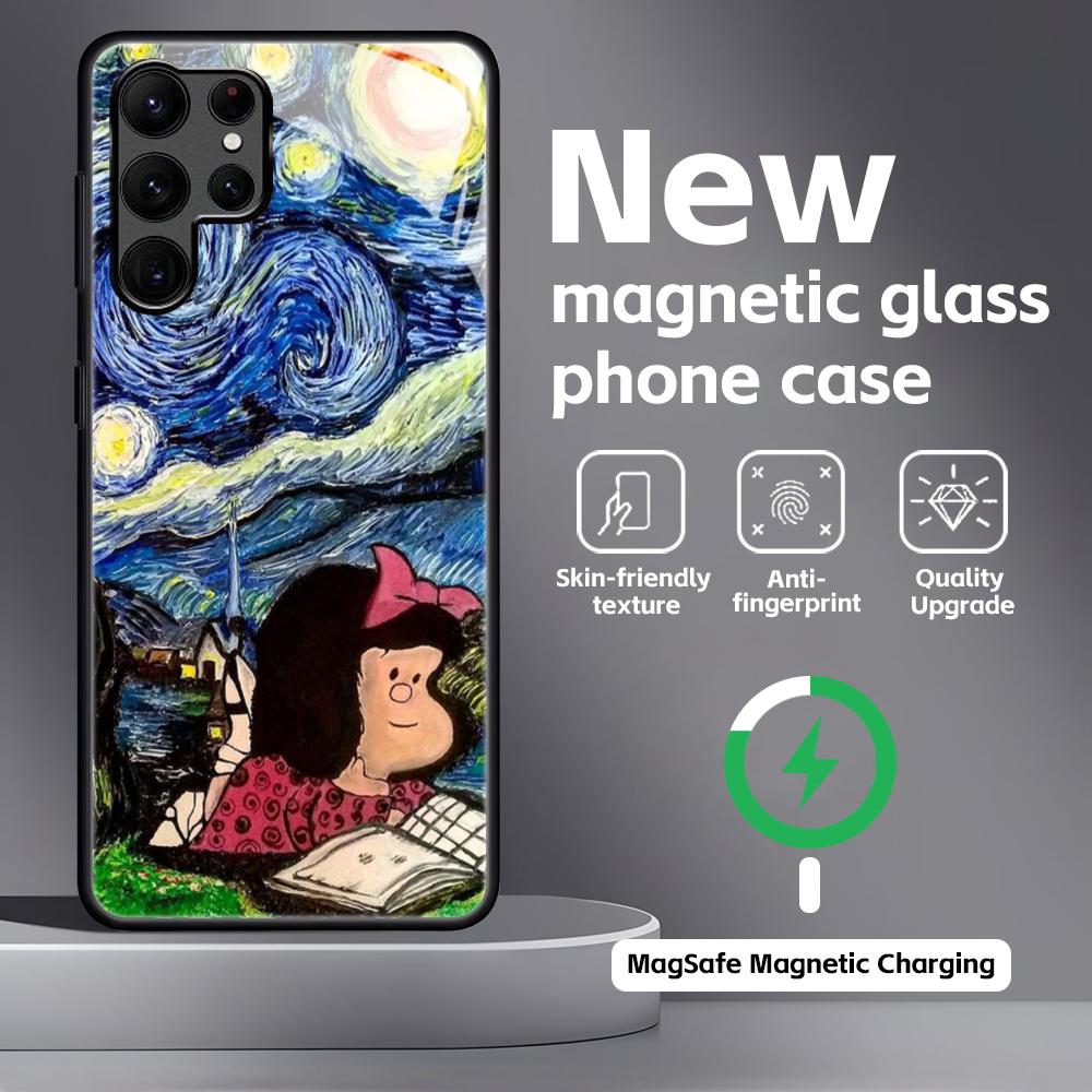 MafaldaS anime siliconeS Phone Case For Samsung S25 S24 S23 S22 S21 S20 Plus Ultra Note20 Glass Magnetic Case