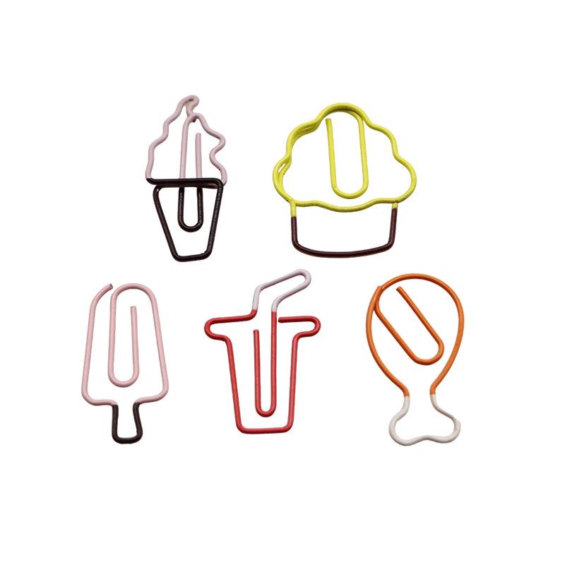 Creative Two-Color Food-Shaped Metal Paper Clips for Office Organization