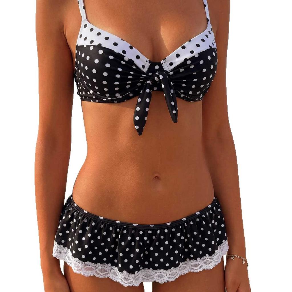 Bikini nuovo completo gonna europeo e americano, costume da bagno sexy da donna, nuovo costume da bagno a pois