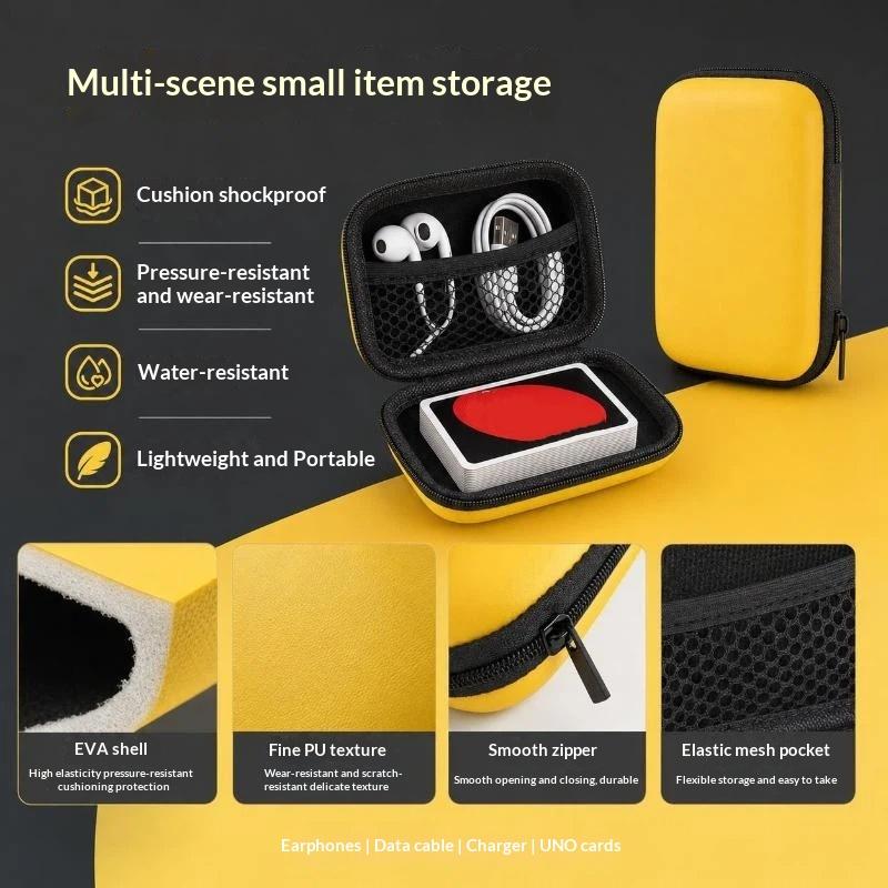 1Pc Portable Mini Tech Accessory Organizer Bag, Eva Hard Shell For Earbuds, Usb Drives & Chargers Home & Travel Organization